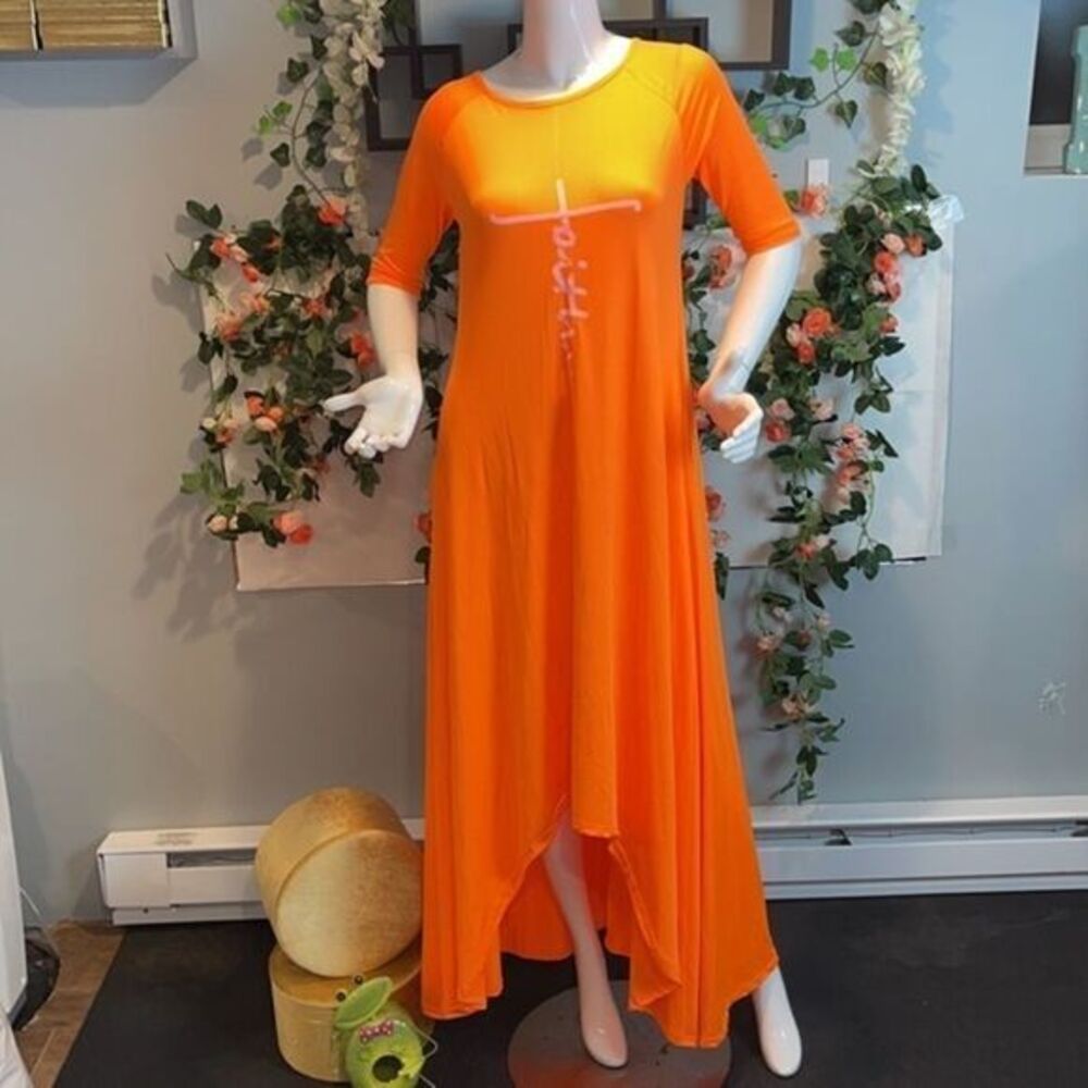 Elegant Faith Short Sleeve Orange‎ Maxi Dress Size S